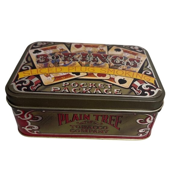 Plain Tree Tobacco Tin Box Sliced Plug Smoking Pocket Package Playing Card 5.5" - Picture 2 of 10